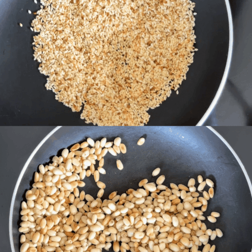 prażenie sezamu i orzeszków