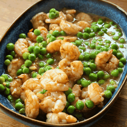 smażone krewetki z groszkiem 2